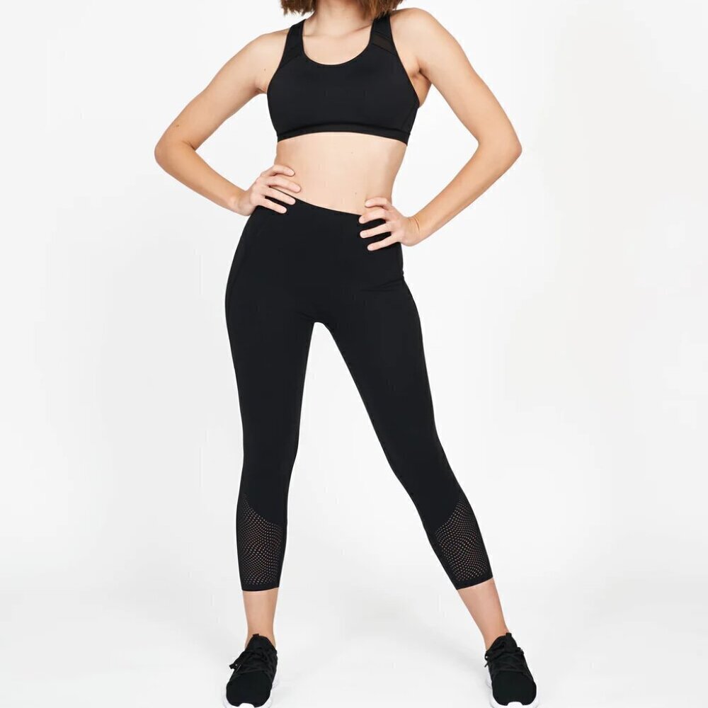Spanx Shapewear Leggings Size S Highwaist Laser Wave 7/8 Black 50224R